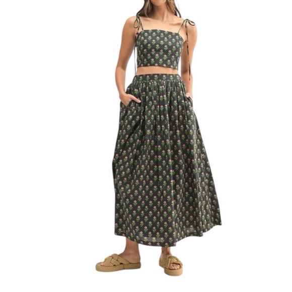 MABLE Ruffle Layered Crop Top and Mini Skirt Set